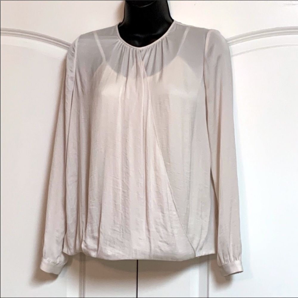 Vince Pastel Light Ballet Pink Lightweight Faux Wrap Long Sleeve Top XS